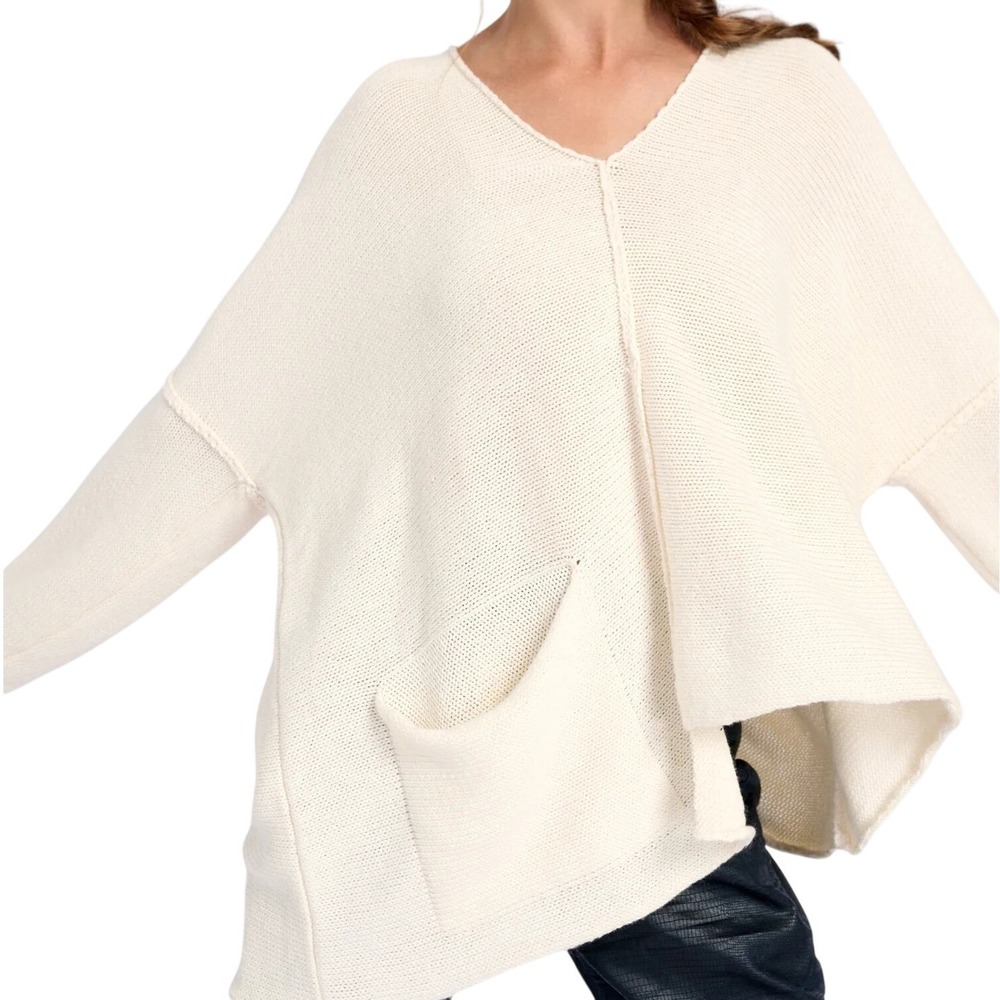 ALEMBIKA Bliss Slouchy Sweater Cream Oversized Asymmetrical OS Lagenlook $160